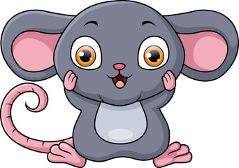 Cute mouse cartoon on white background