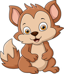 Cute squirrel cartoon on white background