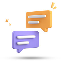 Fototapeta premium 3d rendering of speech bubble, 3D pastel chat icon set. Set of 3d speak bubble.