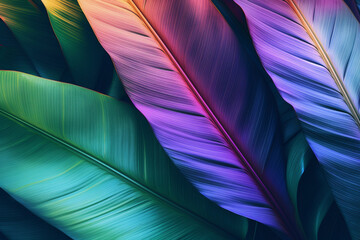 Tropical Leaf with Holographic Design - Exotic Foliage and Vibrant Colors.Created with Generative AI technology.