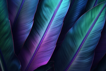 Tropical Leaf with Holographic Design - Exotic Foliage and Vibrant Colors.Created with Generative AI technology.