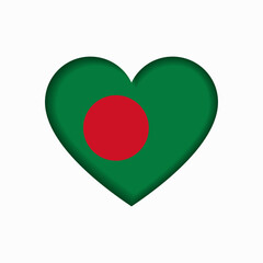 Bangladeshi flag heart-shaped sign. Vector illustration.