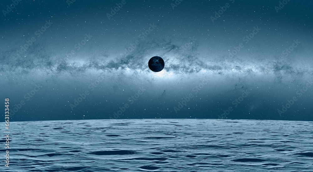 Poster the earth as seen from the surface of the moon 