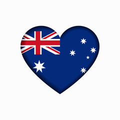 Australian flag heart-shaped sign. Vector illustration.