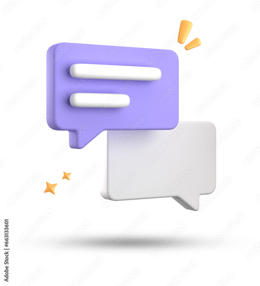 Poster 3d rendering of speech bubble, 3d pastel chat icon set. set of 3d speak bubble.