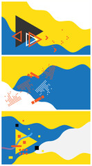 Geometric banner. Set of vector illustrations. Clean style backgrounds