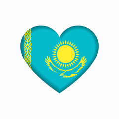 Kazakhstan flag heart-shaped sign. Vector illustration.