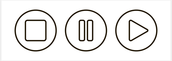 Stop pause play button icon Sketch pictogram Vector stock illustration EPS 10