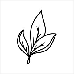 Doodle branch with leaf icon isolated. Sketch leaf clipart Vector stock illustration. EPS 10