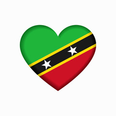 Saint Kitts and Nevis flag heart-shaped sign. Vector illustration.