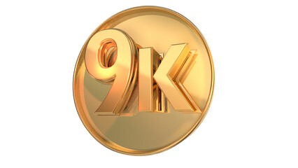 Gold number on coin 1k to 90k element for design