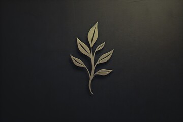 A metallic hard-edge logo for a leaf or plant