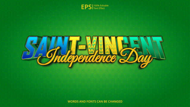saint vincent and the grenadines editable text effect with saint vincent flag pattern suitable for poster design about holiday, Feast day or saint vincent independence day moment