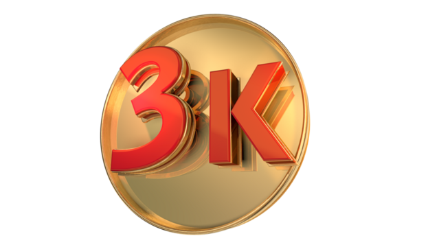 red 3d numbers 1k to 90k on gold coin