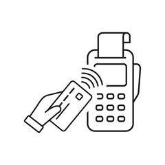 POS Terminal Pin Pad Wireless Contactless Mobile NFC Payment. Contactless payment credit card or NFC smartphone via POS terminal