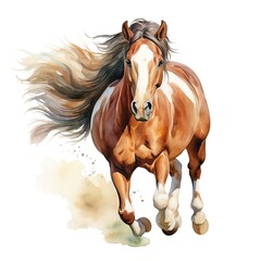 Fototapeta premium Horse running in watercolor design.