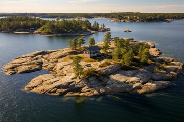 Archipelago on the Swedish coast near Stockholm. Generative AI - obrazy, fototapety, plakaty