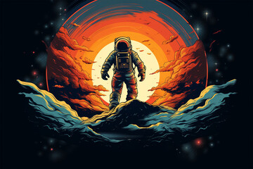 vector illustration of an astronaut in space