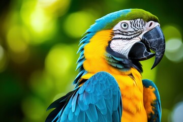 Fototapeta premium Blue and yellow macaw parrot.