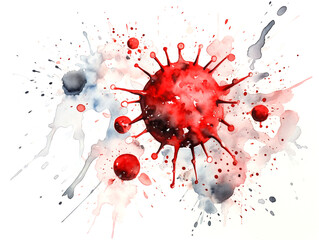 ウイルスの水彩画風イラスト