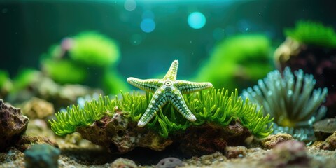 A beautiful starfish around very beautiful coral reef, AI Generative