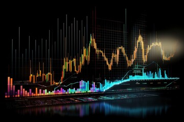 Digitally Generated Currency and Exchange Stock Chart for Finance and Economy Based Computer Software and Coding Display.