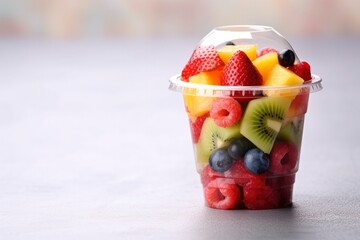Fresh fruit salad to go with copy space.