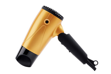 Black yellow hairdryer isolatedon white background