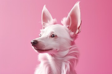Fototapeta na wymiar Pink colored dog on Pink Background.