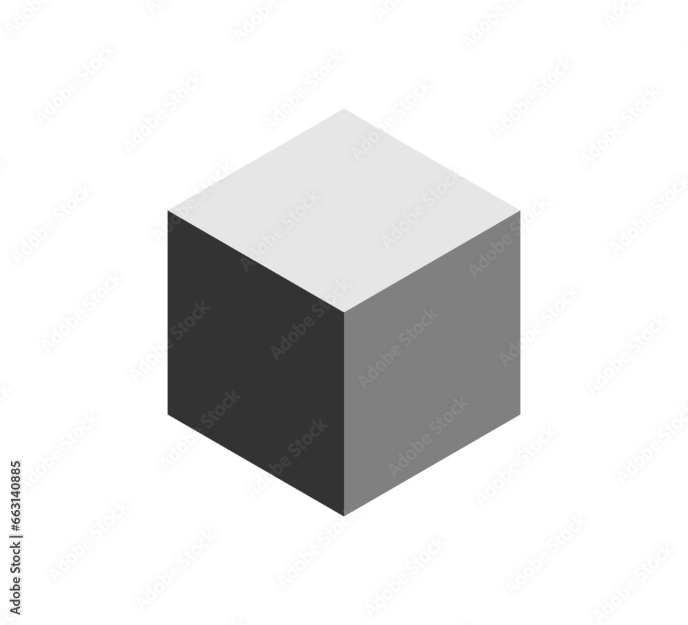 Aufkleber isometric cube flat icon. 3d box. black block symbol. 3d square block. isometric cubic shape icon. v