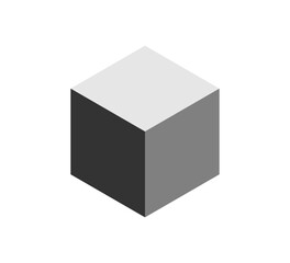 Isometric cube flat icon. 3D box. Black block symbol. 3d square block. Isometric cubic shape icon. Vector illustration isolated on white background.