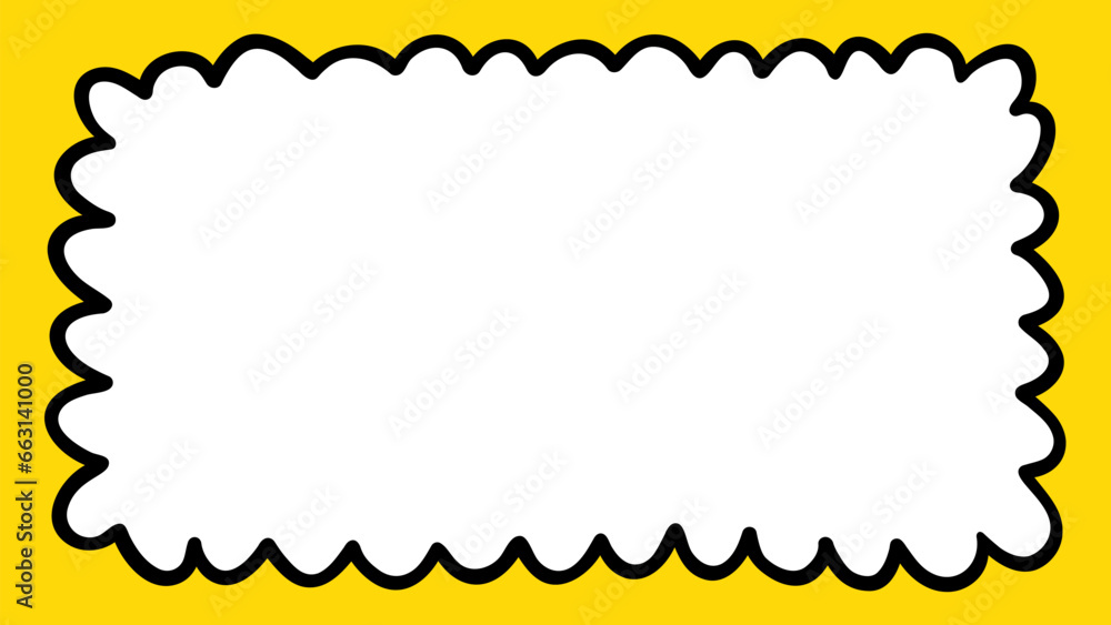 Poster groovy scalloped frame in hippie style. psychedelic retro border. funky text box background. pop vin