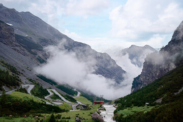 Travel by Switzerland. Beautiful Alpine mountains landscape