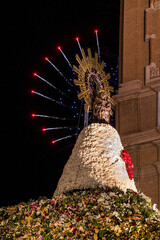 Fireworks at the end of the Pilar festivities in the Plaza del Pilar in Zaragoza on October 15, 2023.