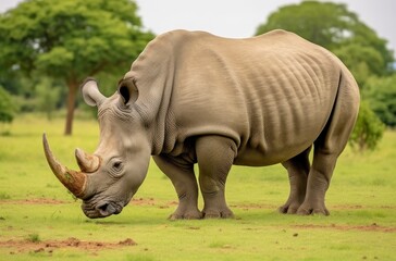 Fototapeta premium White Rhino grazing.
