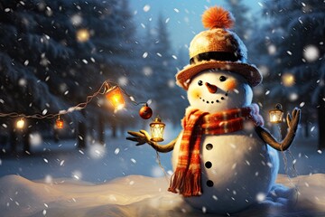 Obraz premium Snowman Christmas celebrating background concept featuring a festive and magical scene