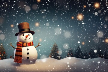 Snowman Christmas celebrating background concept featuring a festive and magical scene
