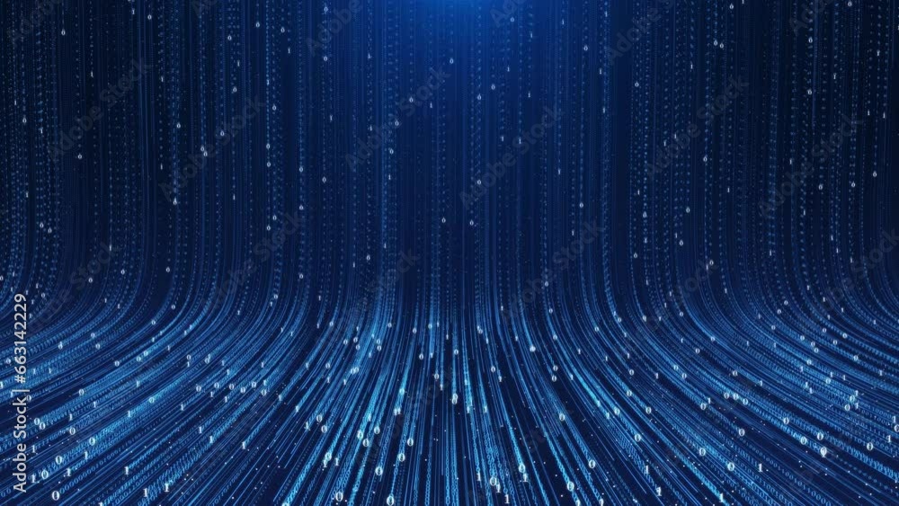 Aufkleber 4k 3d digital particle wave lights animation. data cyber technology background concept. line wave li