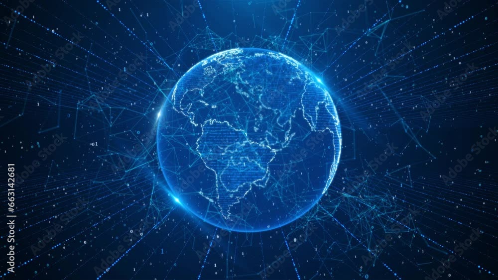 Poster digital information technology network data connection, cyber security, futuristic worldwide busines