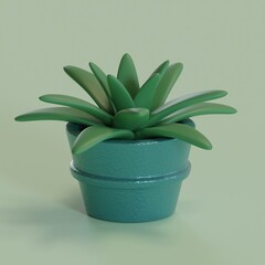 3d rendered aloe vera in blue pot perfect for design project