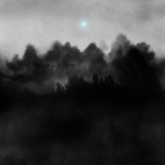 Obraz premium Watercolour landscape. Versatile artistic image for creative design projects: posters, banners, cards, covers, magazines, brochures, prints, wallpapers. Artist-made art, no AI.