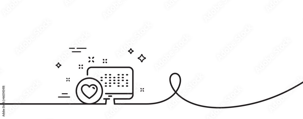 Poster heart line icon. continuous one line with curl. favorite like sign. positive feedback symbol. heart 