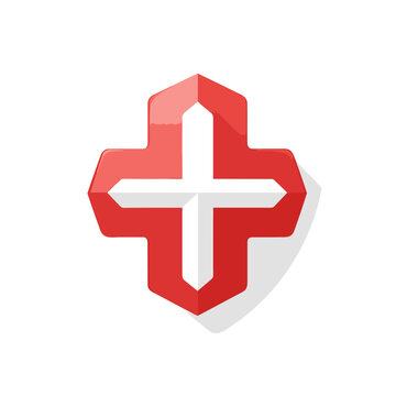 Home healthcare filled gradient logo. Medical service. Shield with cross. Design element. Created with artificial intelligence. Ai art for corporate branding, virtual doctor, health app
