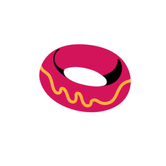 Bright patterned bracelet, retro pink bangle. Vintage ring jewellery, retrowave circle bijouterie, plastic jewelry. 80s fashion, 90s accessory. Flat isolated vector illustration on white background