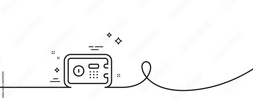 Poster safe box line icon. continuous one line with curl. secure deposit sign. hotel service symbol. safe b