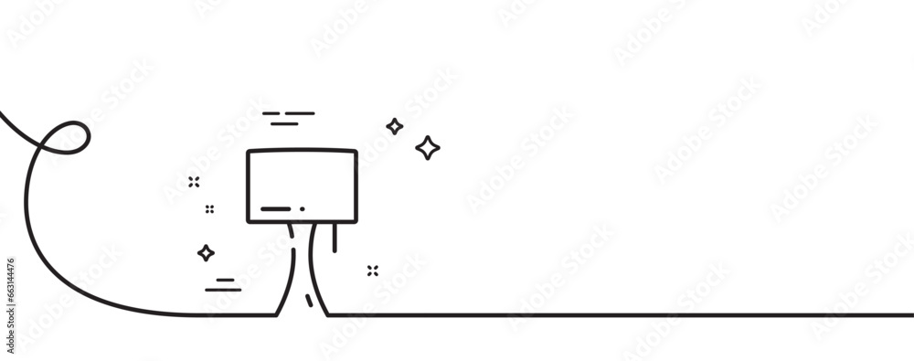 Poster table lamp line icon. continuous one line with curl. bedside light sign. interior illuminate symbol.