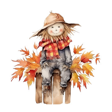 recommend clip art: watercolor autumn Scarecrow clipart
