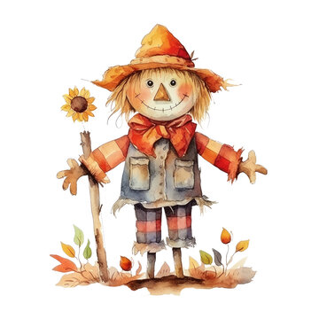 recommend clip art: watercolor autumn Scarecrow clipart