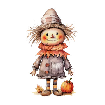 recommend clip art: watercolor autumn Scarecrow clipart
