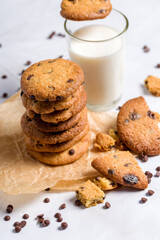 Homemade cookies with chocolate and raisins